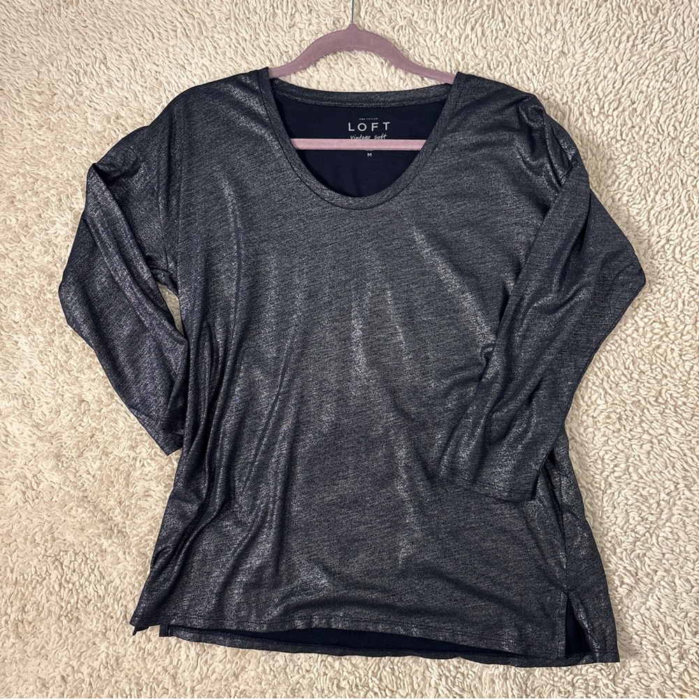 Ann Taylor Loft Vintage Soft Metallic t-shirt size M